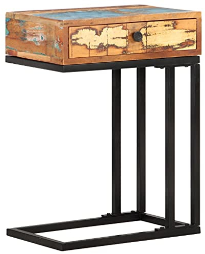 vidaXL Beistelltisch U-Form Kaffeetisch Sofatisch Couchtisch Wohnzimmertisch Laptoptisch Tisch Betttisch 45x30x61cm Recyceltes Massivholz