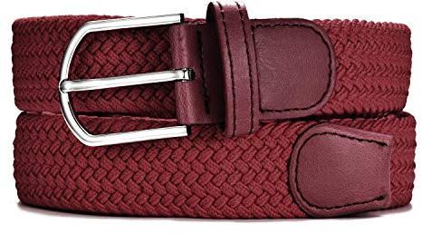 MASADA Stoffgürtel - Dehnbarer Stretch-Gürtel für Damen und Herren 3,2 cm breit elastisch 100-110 cm lang - Dunkelrot