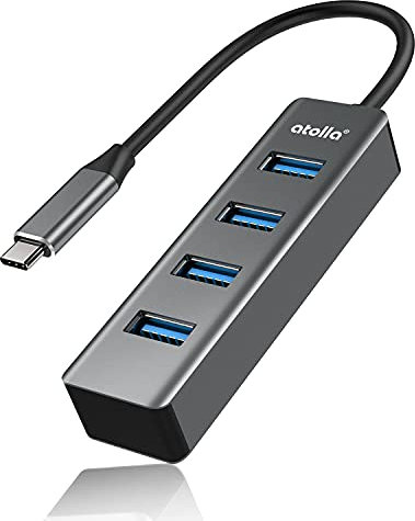 atolla Aluminium USB C Hub mit 4 USB 3.0 Anschl├╝ssen f├╝r MacBook Pro/Air, iPad Pro, Chromebook, XPS