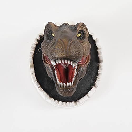 Enkomy Dinosaurier Wanddekoration, Wandmontierte Skulptur Dekoration Ornament Vintage Tier Statue Tyrannosaurus Kopf Wanddekoration Tierverzierungen