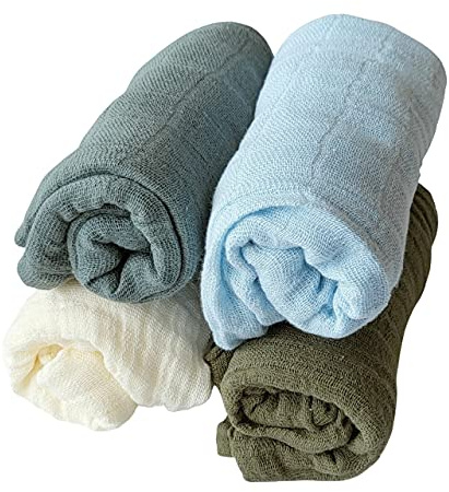 Pippi Mulltücher 4er Pack Spucktücher Biobaumwolle Organic (Moos Lead)