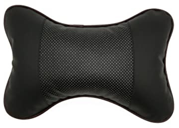 Auto Kopfstützenkissen Nackenkissen Schwarz Leder Space Cotton | Vierjahreszeiten Format, Feste Form ohne Verformung, Unterstützt den Nacken