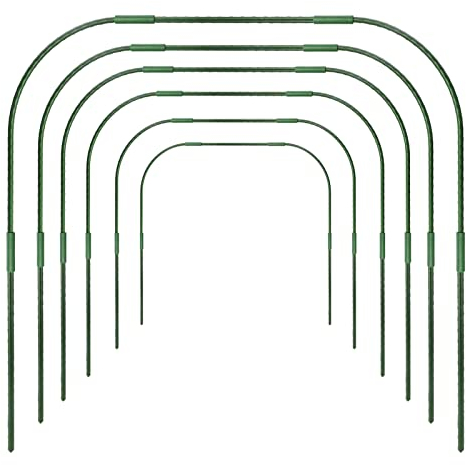 NZXVSE 6 x Gartenreifen für Reihenabdeckung, 86 x 91,4 cm, Gewächshaus-Rahmen, Tunnel-Reifen, rostfreier Stahl, mit kunststoffbeschichtetem Stützrahmen, Durchmesser 11 mm, Grün