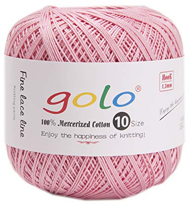 golo Crochet Thread Size 10 Yarn for Hand Knitting Crochet Yarn (Light Pink-102)