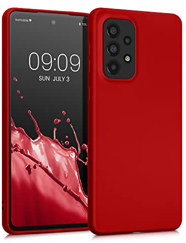 kwmobile Case kompatibel mit Samsung Galaxy A33 5G Hülle - Schutzhülle aus Silikon metallisch schimmernd - Handyhülle Metallic Dunkelrot