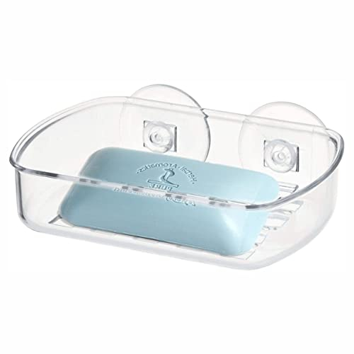 Stronghold Soap Dish Solid Plastic Soap Tray With Two Strong Suction Cup Soap Holder Dish For The Shower Soap Sponge Holder For Bathroom And Kitchen Clear Ideal Space Saver Pack Of (1, plastic)