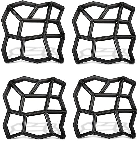 UISEBRT DIY Stampo in Cemento Pavimentazione di Pietra Cemento Forma Casseforme per Vialetti, Giardino, Ferrovie - Nero (4 pezzi)