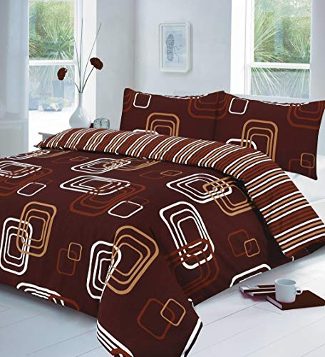 oceanevo® Printed Duvet Covers with Matching Pillow Soft Polycotton Floral Reversible Quilt Cover Modern Bedding Sets (King, Blake Chocolate)