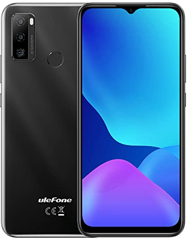 Ulefone Note 10(P) Smartphone ohne Vertrag, 3GB RAM 128GB ROM, 13MP Triple-Rückfahrkamera, DUAL-SIM 4G Handy, 6,5’’ HD+, 3 Kartensteckplätzen, Android 11, 5500-mAh-Akku, Fingerabdruck Schwarz