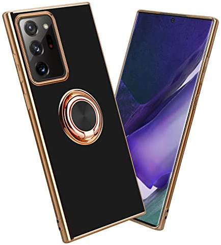 Cadorabo Hülle kompatibel mit Samsung Galaxy Note 20 Ultra Schutzhülle TPU Silikon Case mit Ring Design mit Kameraschutz Slim Kratzfest Gummi Case Hülle für Galaxy Note 20 Ultra in Schwarz