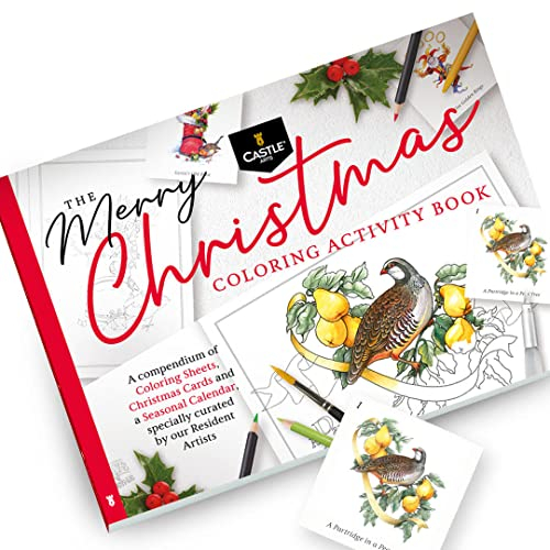 Castle Arts Weihnachts-Malbuch | Auswahl an Karten, Kalender und Motiven für gute Stimmung | Mit Farbreferenz-Guide | Opakes Papier in Künstlerqualität | Rahmbares A4-Querformat