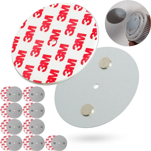 Rauchmelder Magnethalter, 10 Stück, Ø 70 mm Durchmesser, zum Kleben an die Decke, Magnethalterung mit Befestigung ohne Bohren, Halter für Feuermelder und Rauchwarnmelder, Warngerät Klebepadhalterung