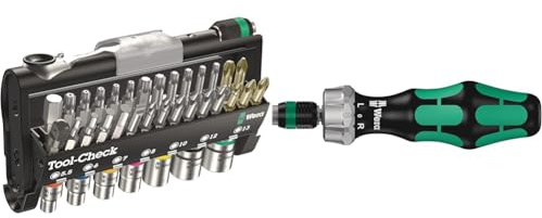 Wera 05073220001 Tool-Check 1 SB, Kompakt Werkzeug Satz, 38-teilig & Ratschenschraubendreher 816 RA, 1/4 Zoll x 142.0 mm, 05051461001