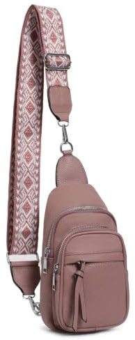 ITALYSHOP24 OBC Damen Bodybag Sling Tasche Rucksack Gürteltasche Crossbag Crossover Schultertasche Crossbody Brusttasche Umhängetasche Rosa
