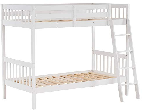 n/a Hochhohes Etagenbett aus Kiefernholz, vertikale Version, gerades Kopfteil, 65 H, weißes Schlafsofa for Schlafzimmer, Schlafzimmermöbel