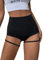 GORGLITTER Sexy Hotpants Damen Kurz Mit Hoher Taille - Festival Clubwear Shorts Mit Strumpfband - Super Kurze Hose Schwarz M
