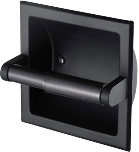 Porte-papier toilette encastré noir mat en acier inoxydable pour économiser de l'espace dans la salle de bain