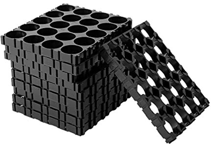 10 x 10 Stück 18650 Zellen-Abstandshalter für Schale, ABS-Kunststoff, Wärmehalterungsbox für Koffer, DIY, Organisieren, Batteriegehäuse, Halterung, Ständer, Regal, Aufbewahrungsbehälter, Packung,