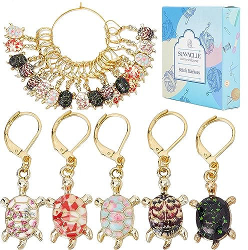 SUNNYCLUE 1 Box 20 Stück Maschenmarkierer Charms Verriegelbarer Maschenmarkierer Metall Clip Auf Abnehmbaren Karabinerverschlüssen Hebel Maschenmarkierer Zum Stricken Weben Nähen Handarbeiten Frauen H