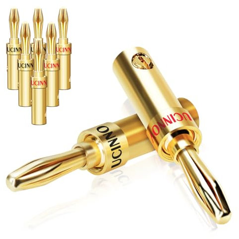 WOWLED 4 paia di connettori per altoparlante a banana, 8 morsetti a banana placcati oro 4 mm, per cavo altoparlante da 12 a 18 AWG, home theater, ricevitore audio/video