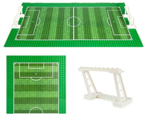 YLtremker Fußball-Arena Baustein mit Grundplatte und Fußballtor, 2 Stück Turnhalle Fußballplatz Minifiguren Zubehör bausteine