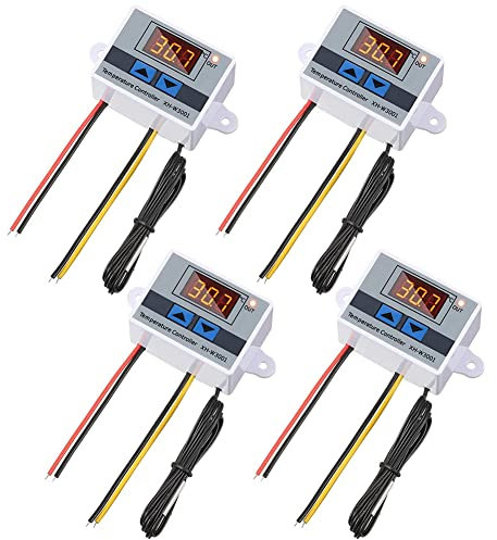 Pinafresa 4Pc XH-W3001 Digital Temperature Controller Module Thermostat Switch Waterproof Probe Electronic Thermostat 12V 10A 120W