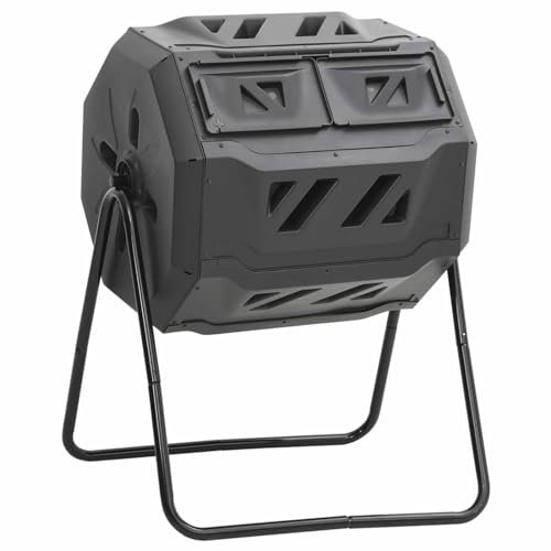 ZEYUAN Gartenkomposter, Schnellkomposter, Trommelkomposter, Kompost Garten, Composter, Biotonne, Kompostierer, Komposttonne, Schwarz 73x64x95 cm 160 L