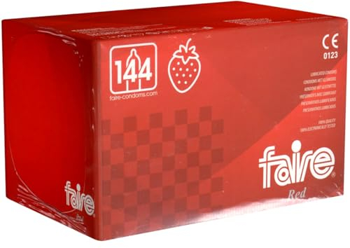 Faire Red - Kondome mit Erdbeer-Aroma, verführerischer Duft, mehr Fun mit Geschmack, angenehm feucht - 1 x 144 Stück (Maxipack)