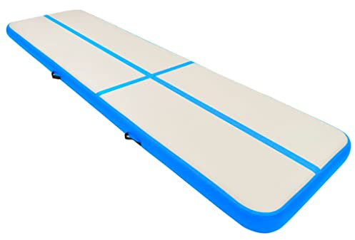 vidaXL Gymnastikmatte Aufblasbar mit Pumpe Turnmatte Tumbling Matte Training Fitnessmatte Yogamatte Trainingsmatte 700x100x15cm PVC Blau