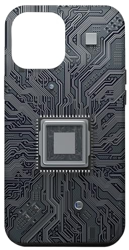 Carcasa para iPhone 13 Pro Max Placa base Microchip Circuito Negro TI Fondo de computadora