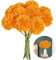 12 Stück KüNstliche Hortensien,Kunstblumen Deko,Kunstblumenstrauss,Seiden Pompon Chrysantheme,Braut-Hochzeitsstrauß,Geeignet für die Blumendekoration zu Hause, Im Garten, Bei Hochzeiten(Orange)