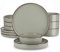 vancasso Venus Dinner Set for 4, Green Glaze Plates and Bowls Set, 12-Piece Stoneware Dinner Set with 4-Piece 10.5in Dinner Plate, 730ml Cereal Bowls and 1000ml Pasta Bowls, Modern Style