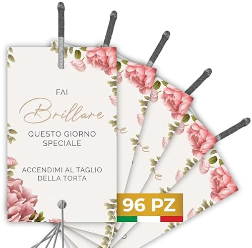 Etichette Scintille Luminose Matrimonio 96pz MADE IN ITALY - Biglietti Stelline Scintillanti in Cartoncino di Alta Qualità - Decorazioni Matrimonio Idee Originali (Scintille NON Incluse) (ES-04)