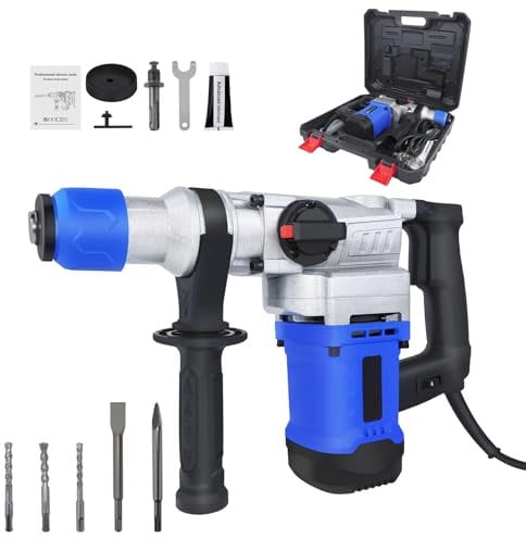 1800W SDS Electric Hammer Drill | 230V Max Breaker | 4500RPM Demolition Tool | 3 Function and Adjustable Soft Grip Handle | 25J Concrete Breaker | 2.2m Cable with Plug | Heavy Duty Rotary Hammer
