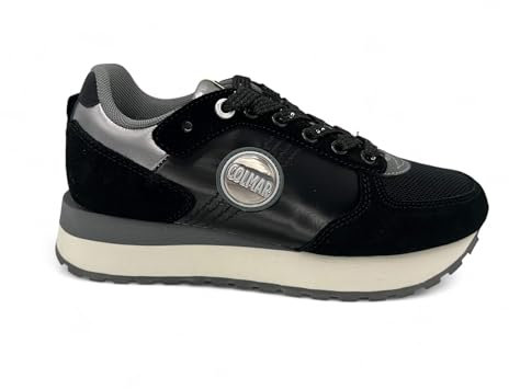 Scarpe donna Colmar sneaker Travis Authentic high outsole 086 suede/ mesh black/ dark silver D25CO04 37