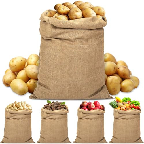 SaiXuan Saco de Yute para Manualidades - Set de 5 (105cm x 60cm) | Sacos Transpirables para Residuos de Construcción, Jardinería, Almacenamiento de Alimentos y Protección de Plantas en Invierno
