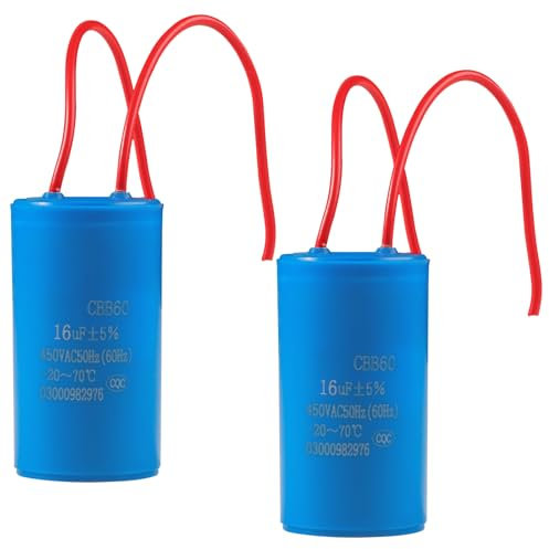 LbsAMP 2 Pièces CBB60 450V 16uF 50/60HZ Condensateur de Démarrage Moteur Electrique Capacitor Condensateur de Marche Condensateur 16 Microfarad pour Refrigerateur Moteur Pompe Generateur