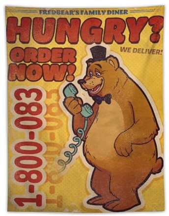 FNAF Vintage Order Five Horror Nights Video Gaming At Freddy's Poster Tapisserie Drucke Zimmer Ästhetische Wandkunst Schlafzimmer Wohnkultur 76,2 x 101,6 cm