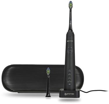 OROMED ORO-SONIC PROFESSIONAL Schallzahnbürste, elektrisch mit 38.000 Vibrationen/Min., 2000 mAh Akku bis 360 Min., LED-Display, mehrere Reinigungsmodi, IPX7 wasserdicht, Schwarz