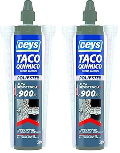Ceys - Taco quimico resina poliester - Alta resistencia +900 Kg - Endurecimiento rápido - 300 ml (Paquete de 2)