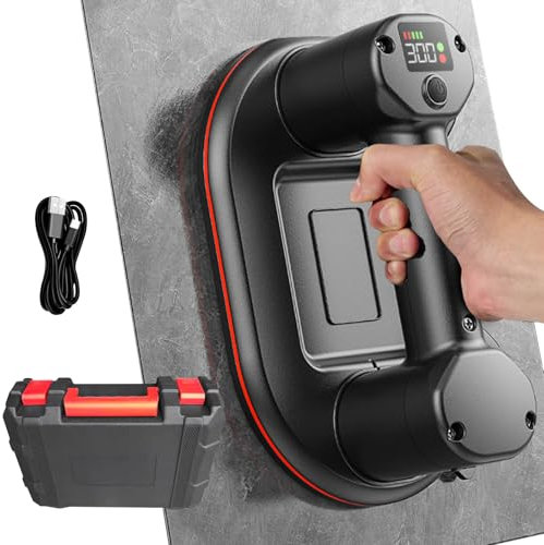 washrobots Ventosa a Batteria per Piastrelle Ventosa Elettrica, 2 Motori, 300 kg di Forza di Aspirazione, Display LCD per Forza di Aspirazione & Durata Batteria per Pavimenti, Piastrelle Murali, Vetro