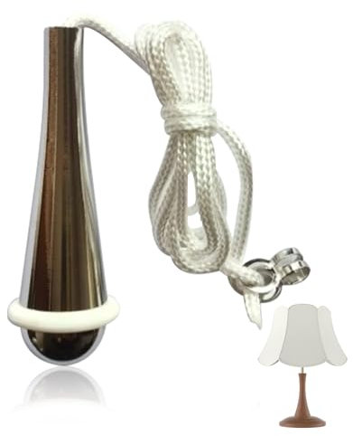 VILITI Bathroom Light Pull Cord,Silver Metal Ceiling Mounted Wall Light Connector Switch Handles Extension Replacement,With 150cm Long Nylon White pulls String for Toilet Bathrooms Shower Switches