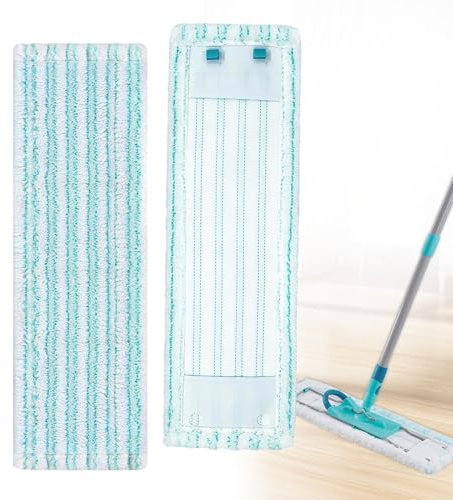 2 Stück Ersatz Wischbezüge für Leifheit Profi XL Micro Duo/Cotton Plus 47x15cm Bodenwischer Ersatzbezug für Leifheit Wischmopp 2-Faser-System Mikrofaser Wischmopp Bezuge für alle Bodenarten