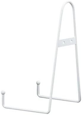 Onmargeen Wall Mount Easel Plate Display Hanger, Metal Vertical Plate Stand Holder, Mural Wall Picture Frame Stands with Screws - Large (White)