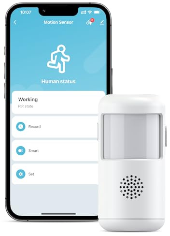 PGST ZigBee Bewegungsmelder, Infrarot-Bewegungssensor für das Heim-Alarmsystem,Mini-Kontaktsensor-Detektor mit App-Fernüberwachung,Benachrichtigungsalarm,kompatibel Alexa.ZigBee Hub erforderlich
