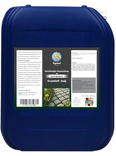 Superol Grundstoff Essig – 100% natürlicher, anwendungsfertiger Unkrautvernichter für befestigte Flächen wie Wege und Terrassen, 2 Liter, klar