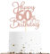 Sotpot 1 Pack 60th Birthday Cake Topper Double-sided Rose Gold Glitter Cake Pick Cake Decoration for Happy 60th Birthday Anniversary Party Decorations