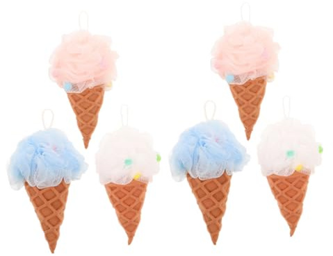 WOFASHPURET 6 Stück Exfolierende Badekugeln in Eiscreme Form Badespaß für Männer und zum Peelen und Reinigen Haut Badespielzeug für Entspannung und Pflege