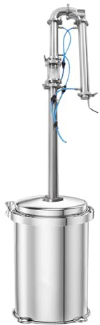 DUIBAII 2inch Tubular Distillation Tower, Stainless Still Moonshine Reflux Distilling Column Brew, Copper Mesh Brew Wine Making Tool, Home Brewing Equipment for Whiskey Fruit Wine Pure Silver