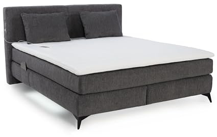 luma-Home 20046/ Boxspringbett 180x200 cm, Chenille-Bezug Dunkelgrau